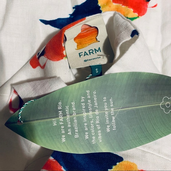 Anthro Farm Rio white linen Macaw mini dress - Picture 5 of 5